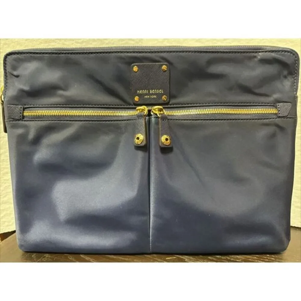 Hendri Bendel Blue Laptop‎ Bag Nylon Navy Blue. 10